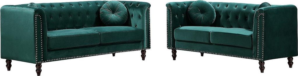 TURNER 3+2-sitziges Sofa aus smaragdgrünem Velours