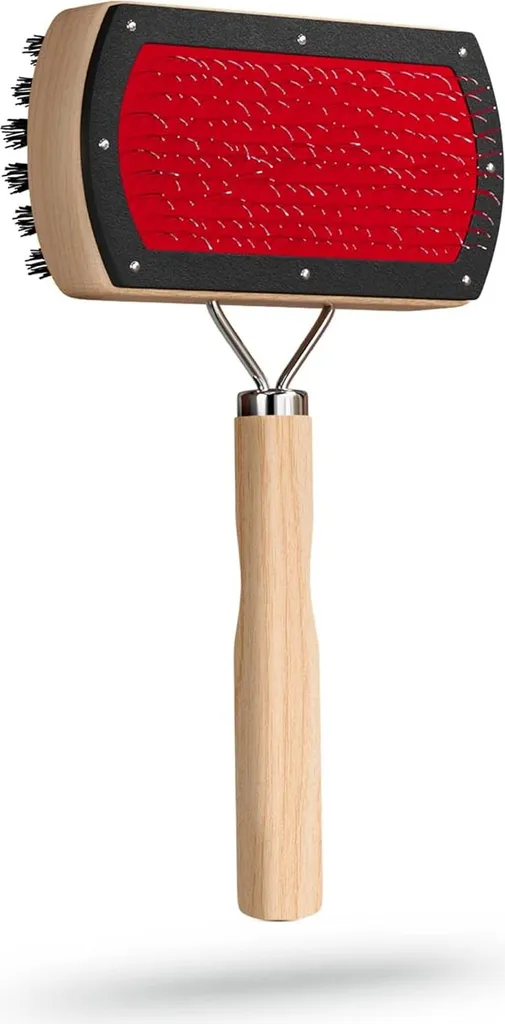 Brosse en bois naturel avec picots souples pour entretien peaux et poils
