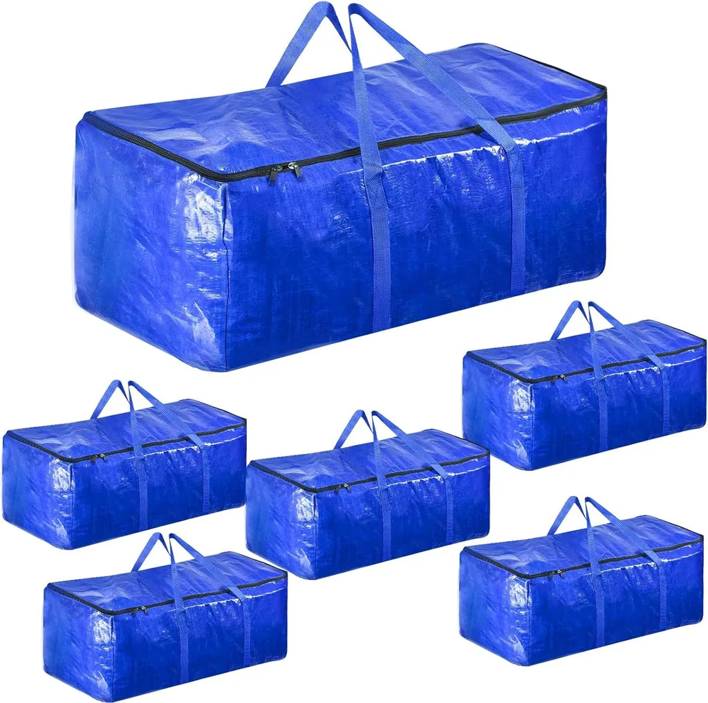 Grands sacs de rangement 85L imperméables avec zip pour linge - 6 pièces