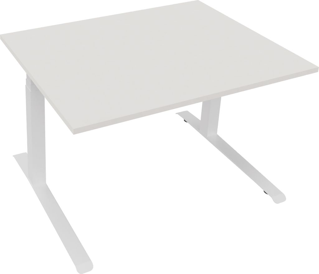 Sitz-/Stehtisch Kufe Doppels. Quad. B1200xT900xH645-1275 ws/Weiß