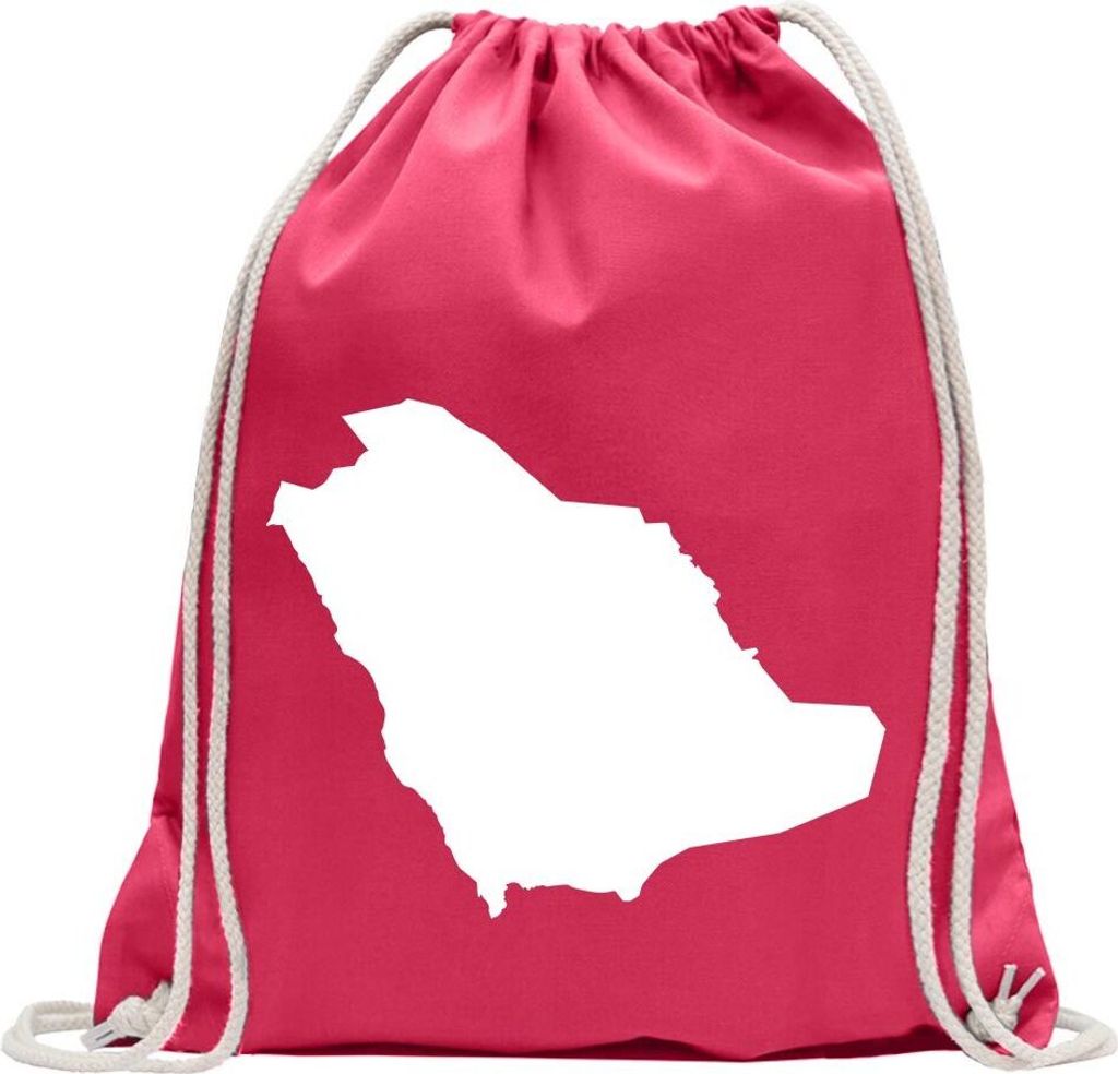 Kiwistar - Turnbeutel - pink - Saudi-Arabien Umriss Kontur - Fun Rucksack Sport Beutel Gymsack Baumwolle mit Ziehgurt