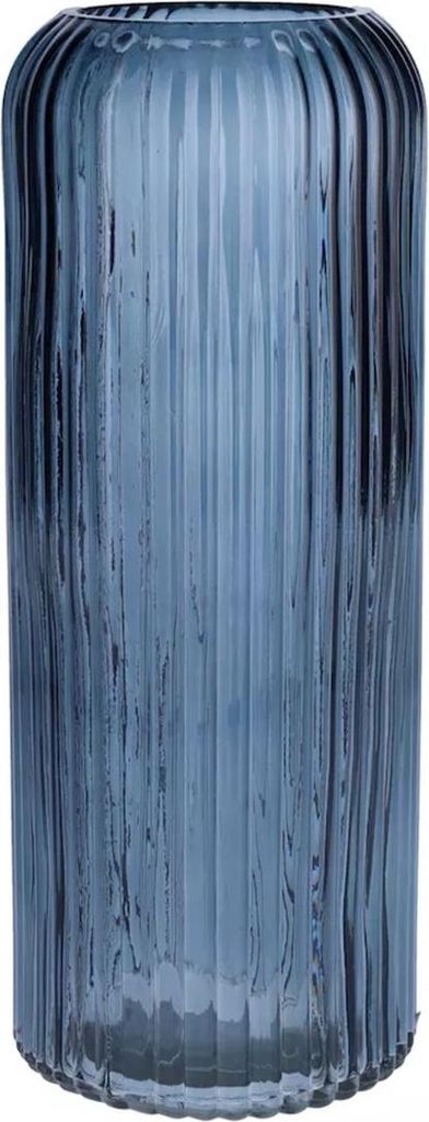 INNA-GLAS Dekovase ALBURGIS mit Rillen, Glas, blau-klar, Produktbild 