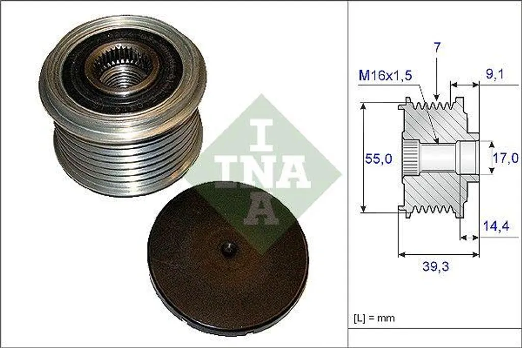 Pièce alternateur Hyundai iX55 : Roue libre INA 535014210 certifiée OE