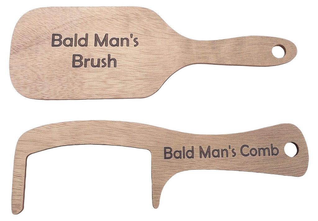 2PCS Lustige Glatze Mann Kamm Kiefer Holz Männer Pflege Werkzeug Haar Bürste für Witz Streich Geschenk