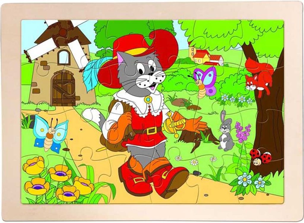 HOLZPUZZLE KLEINKINDER "GESTIEFELTE KATER" Märchen Puzzle Holz Kinder