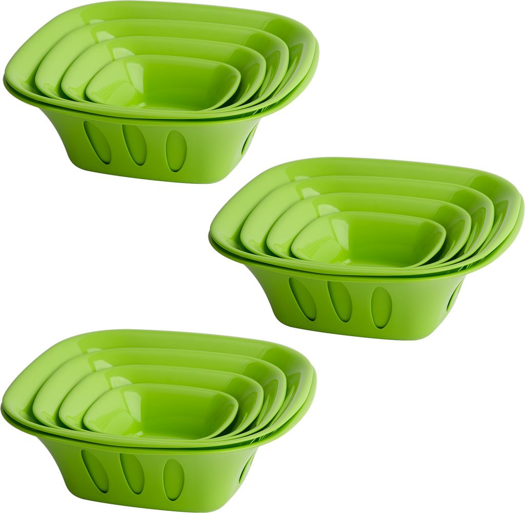 3x 5-teilige stapelbare Aufbewahrungs-Schalen Obstschüssel Deko-Schüssel Set Kunststoff