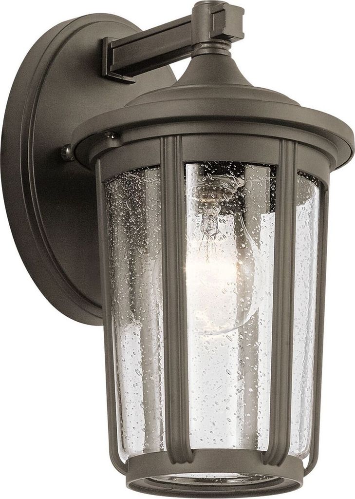 Wandleuchte außen Glas Aluminium E27 IP44 H: 27,9 cm in Bronze Antik Vintage Design