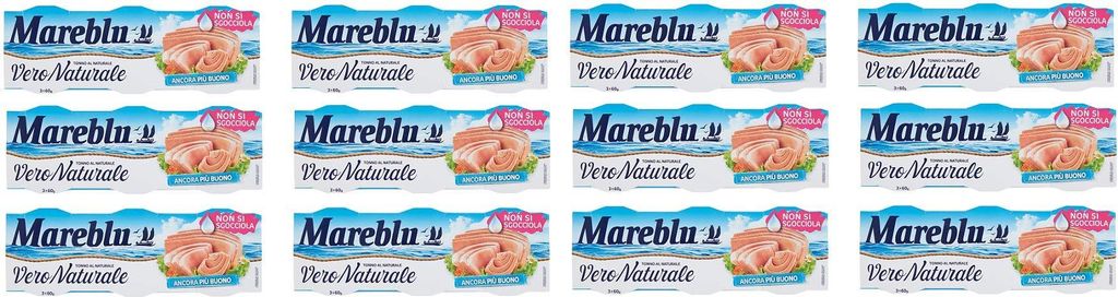 12x Mareblu Vero Naturale Tonno al Naturale natürlicher Thunfisch ( 3 x 60g ) Thunfisch konserven