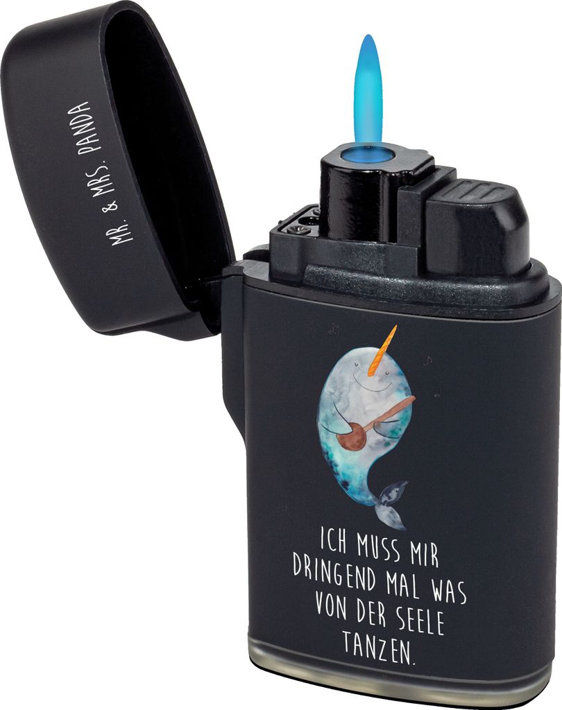 Mr. & Mrs. Panda zigarettenanzünder Narwal Gitarre - Schwarz - Geschenk, anzünder, Gespräche, Feuerzeuge, Meer, Frust, Feuerzeug, gas, sturmfeue...