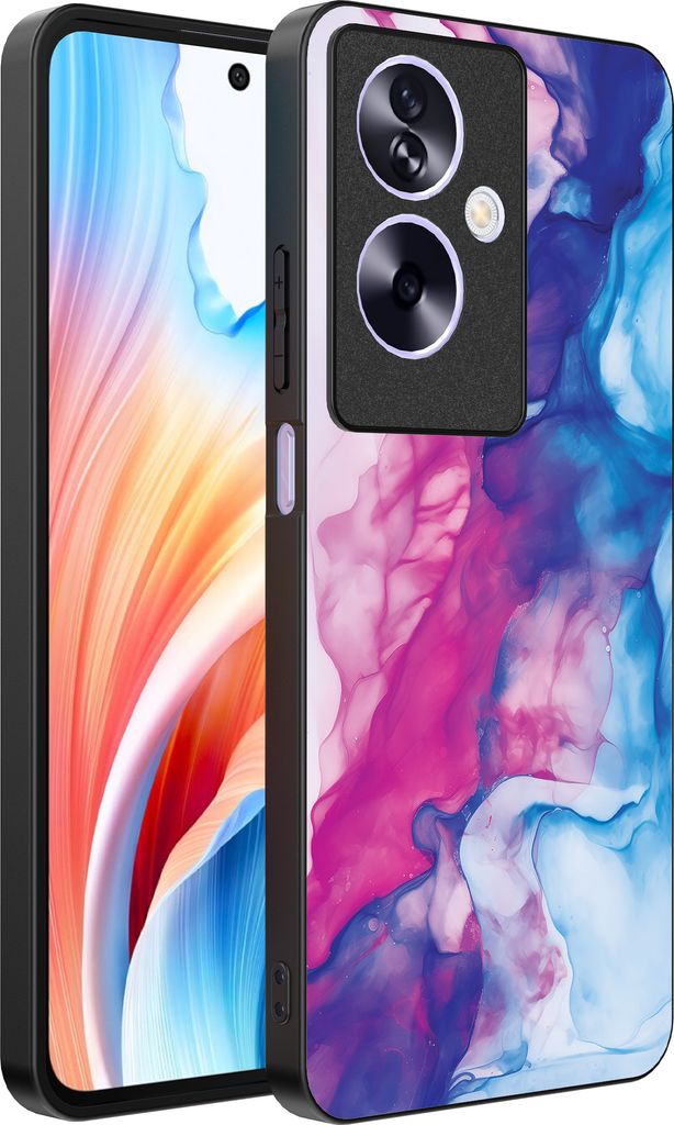 Smartphonica Handytasche geeignet für Oppo A2 - Oppo A79 mit Rosa Blau Marmor Print - TPU Backcover Case Rose Blau Marmor Design