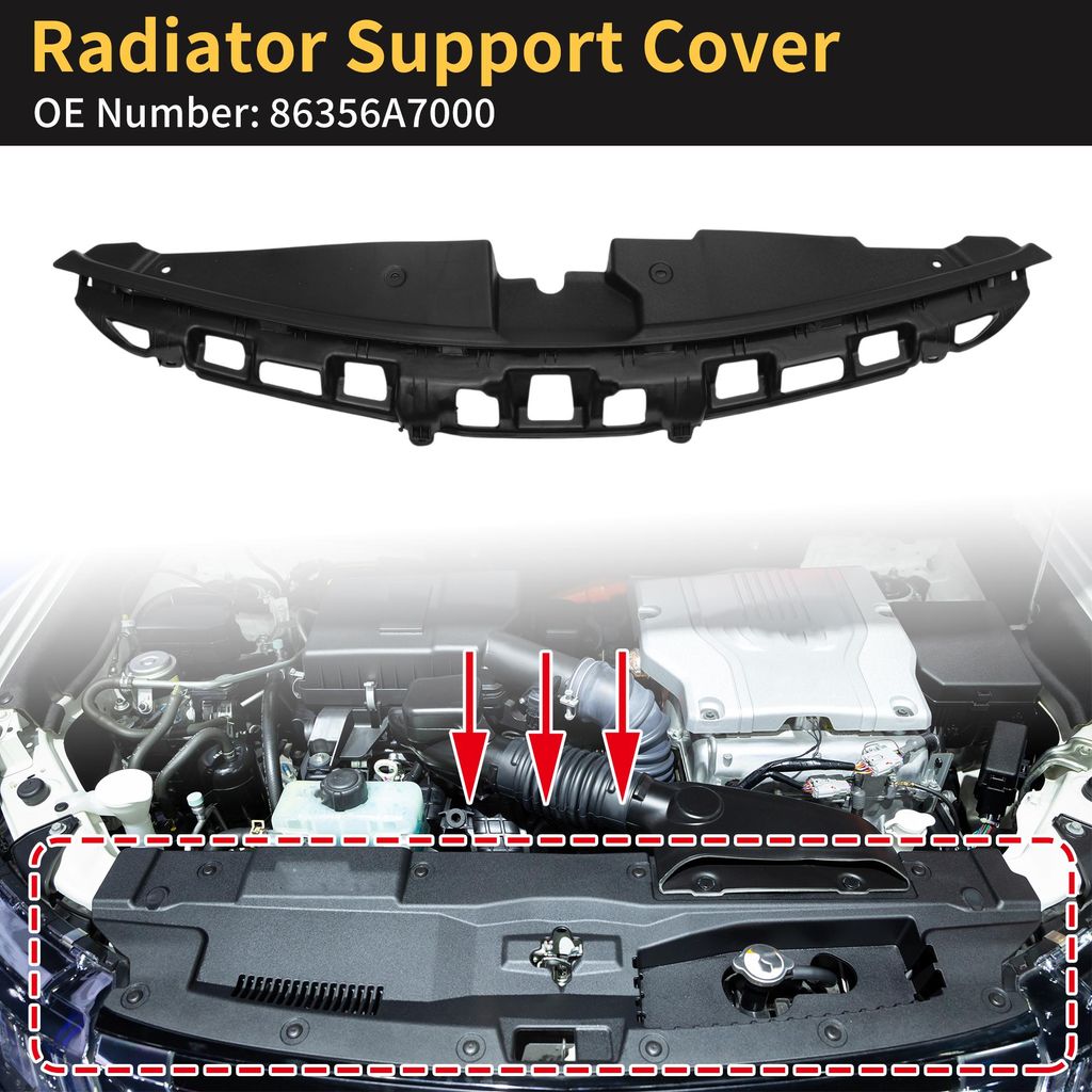 Kühlerhalterung Abdeckung Für Kia Forte Forte5 2014-2016 Front Obere Kühlergrillhalterung Abdeckung Nr 86356A7000/86356-A7000/KI1223100 ABS Schwarz