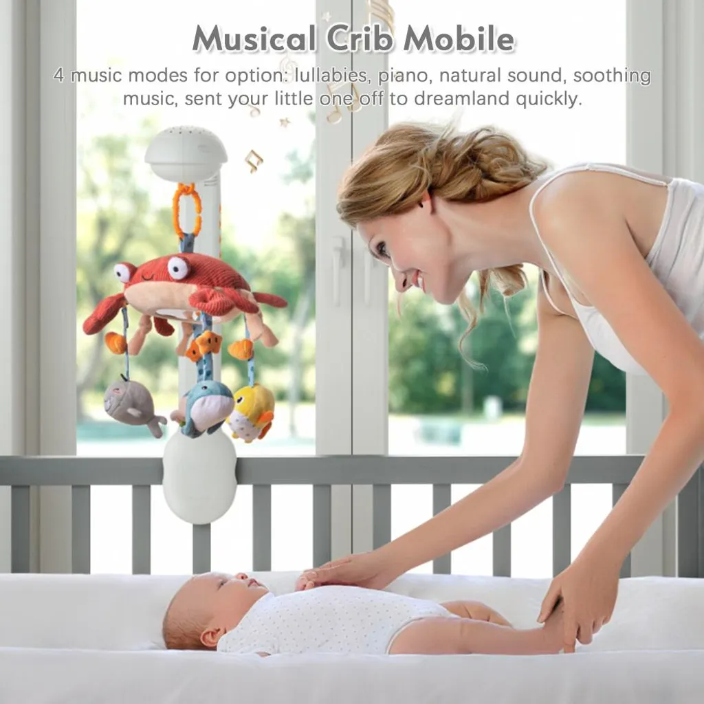Veilleuse Projecteur Bébé et Mobile de Lit Musical Crabe Multifonction - 3