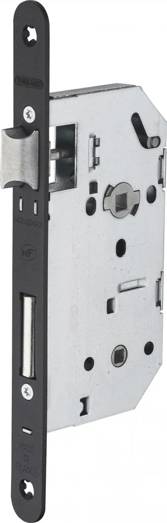 Serrure NF pour WC et salle de bain Thirard Monomax axe 50mm têtière noir