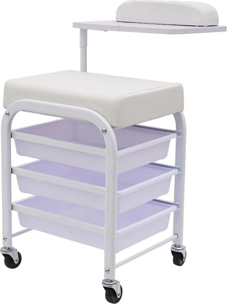 Nagelwagen Für Kosmetiksalon - Salon-Rollwagen - 3 Schubladen - Für Studio, Spa, Klinik - Montage Erforderlich - Weiß