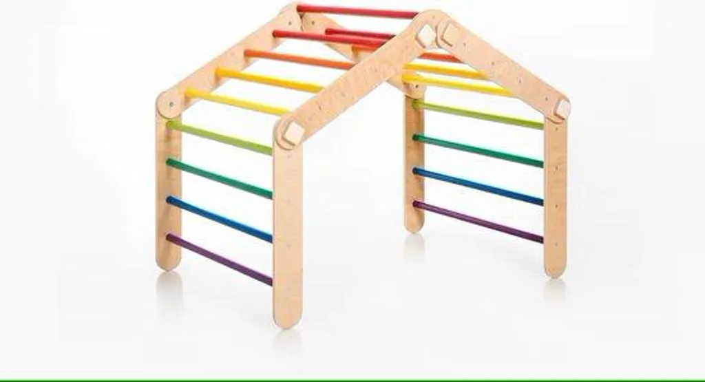Triangle d'escalade en bois naturel pour enfants - Structure Pikler