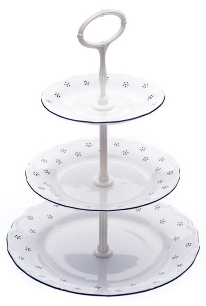 Dreiteilige Etagere, blaue Valbella, Verona, tschechisches Produktbild 