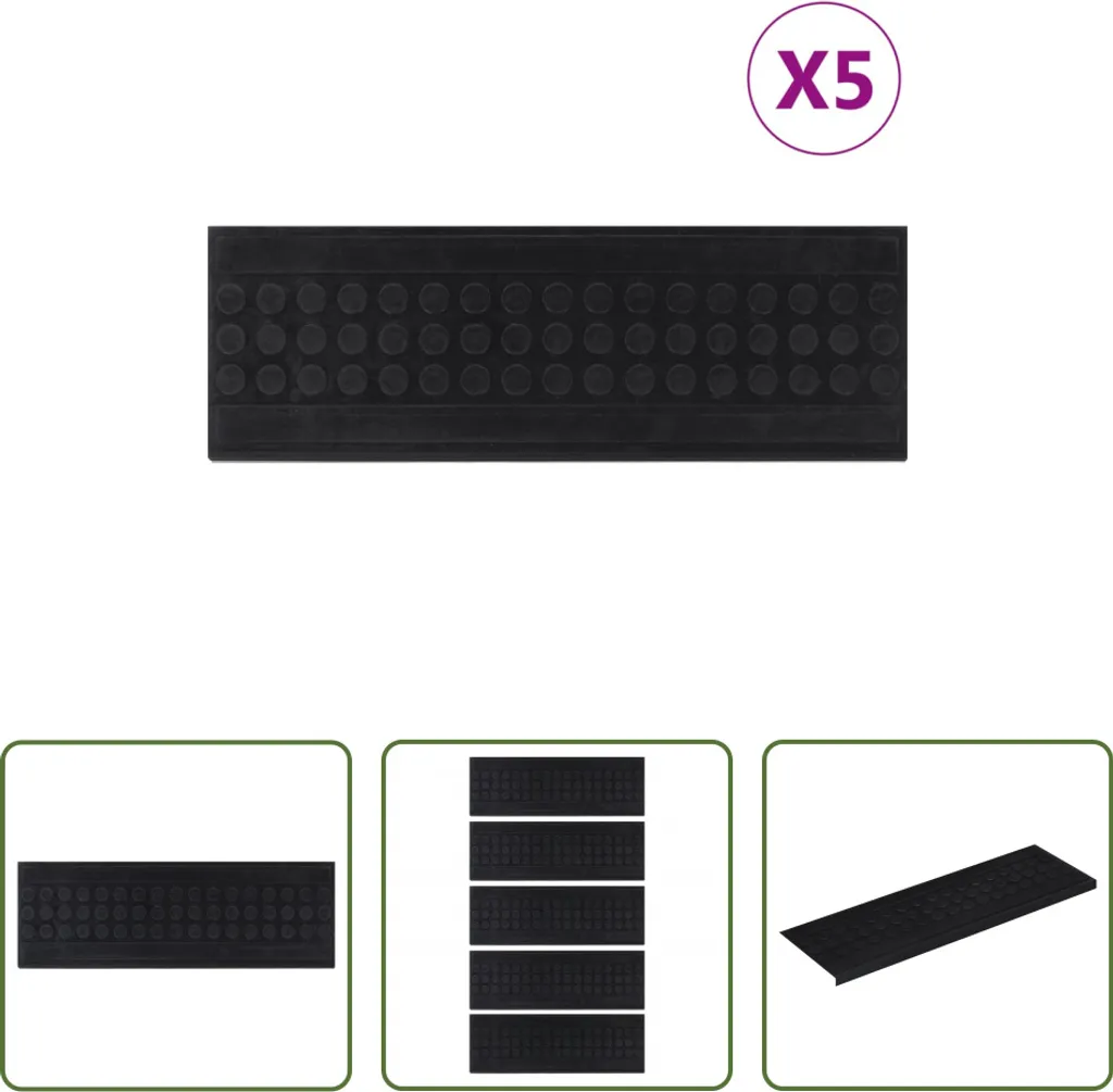 The Living Store Tapis de marche 25x75 cm en caoutchouc lot de 5 pièces
