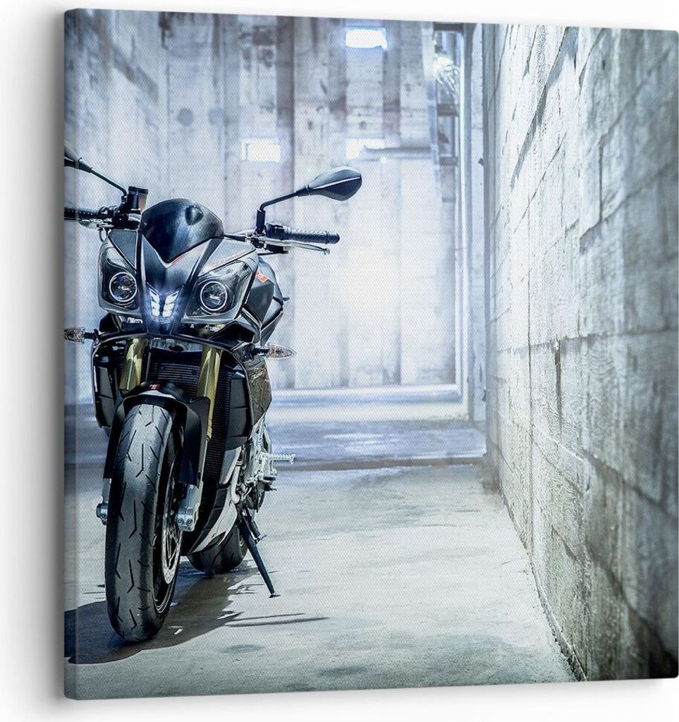Bild auf Leinwand - Leinwandbild - Motorrad retro klassisch - 30x30cm - Wand Bild - Wanddeko - Leinwanddruck - Bilder - Kunstdruck - Wanddekoration...