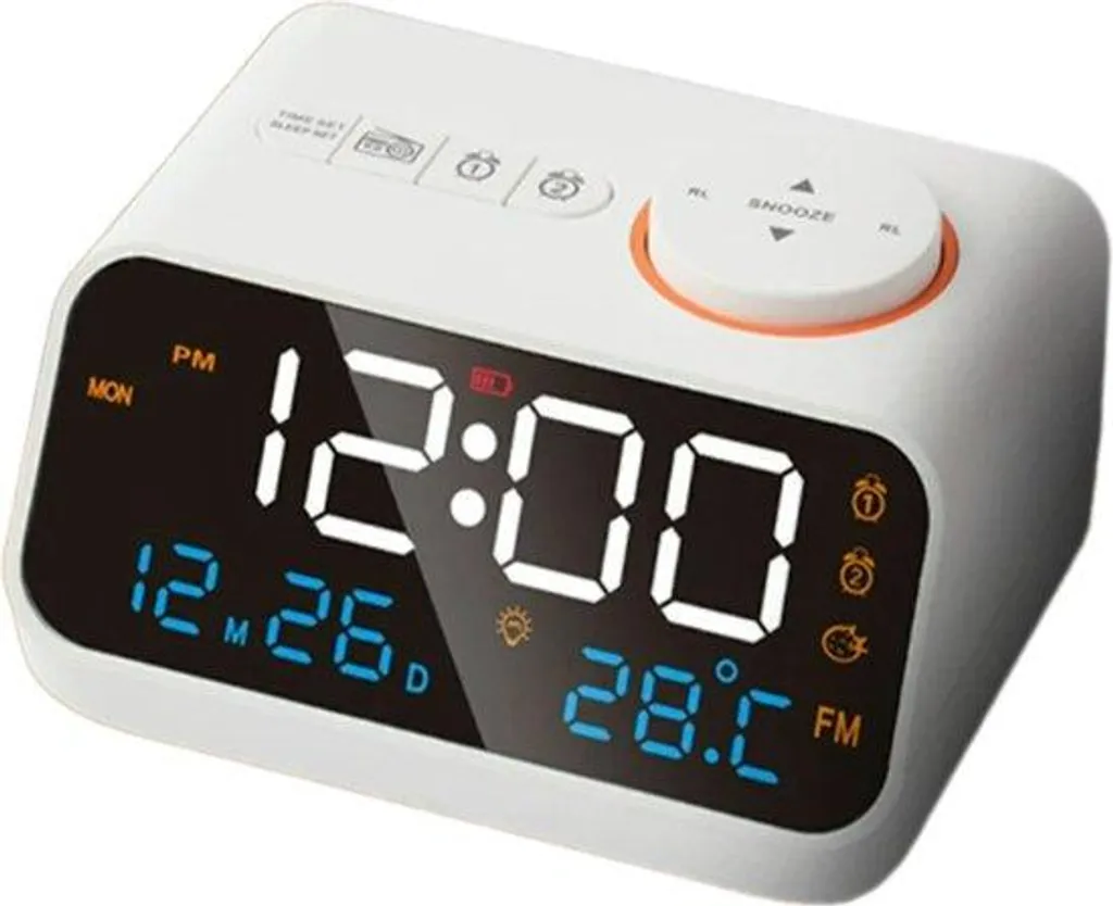 Réveil Radio Numérique Écran LED Blanc Modèle CK-200 Design Moderne