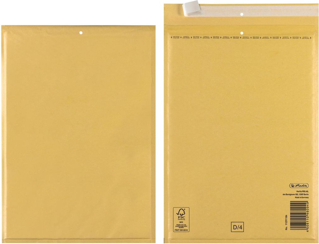 Herlitz Luftpolster Versandtasche Typ D/4 braun 200 x 270 mm 3 Versandtaschen
