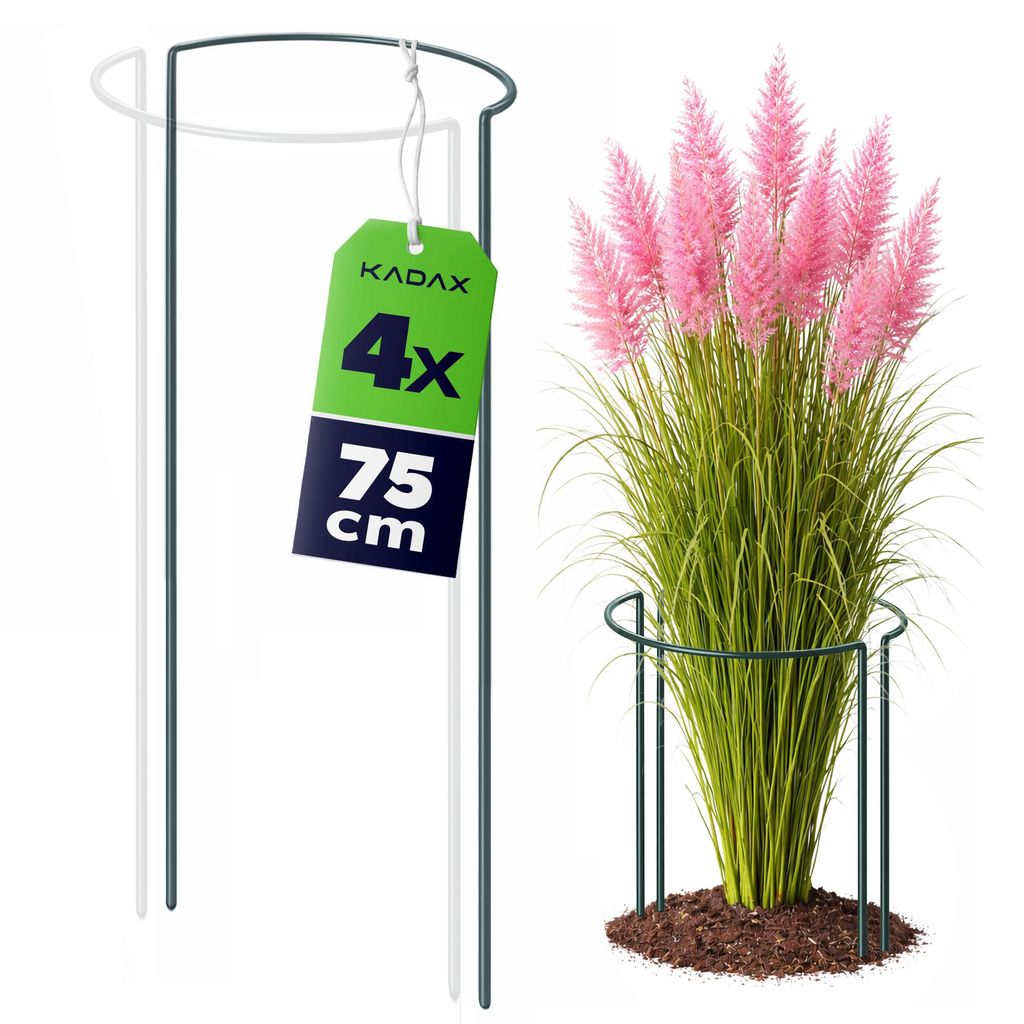KADAX Pflanzenstütze 75 cm Höhe 4 Stück, Staudenstütze aus pulverbeschichtetem Stahl, Pflanzenhalter für Stauden, Pfingstrosen & Hortensien (H...