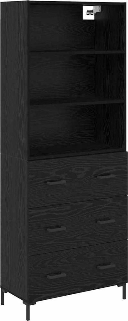 Highboard Schwarz Eichen-Optik 69,5 x 34 x 180 cm Holzwerkstoff