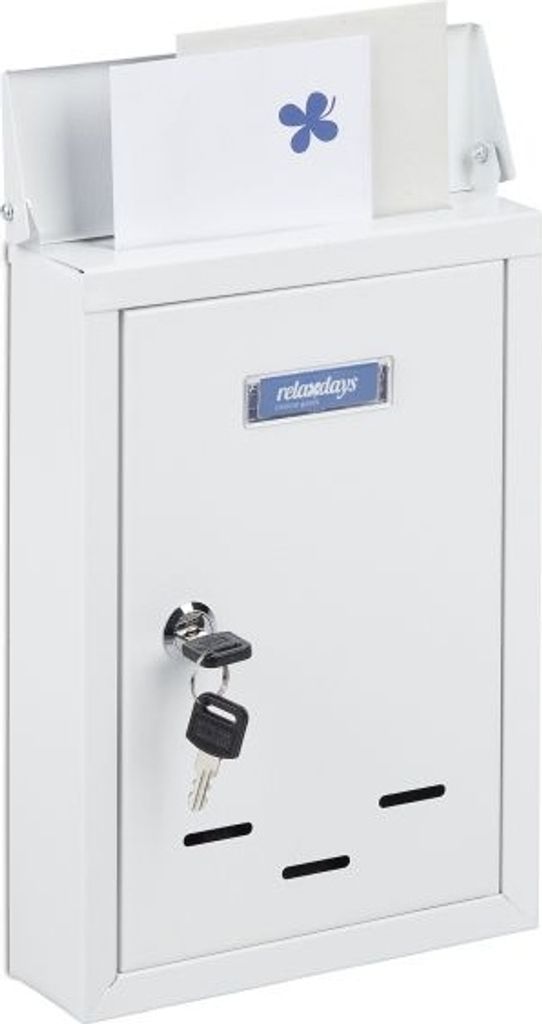 Relaxdays Letter Box with Name Plate Briefkasten Namensschild aus Metall 2 Home