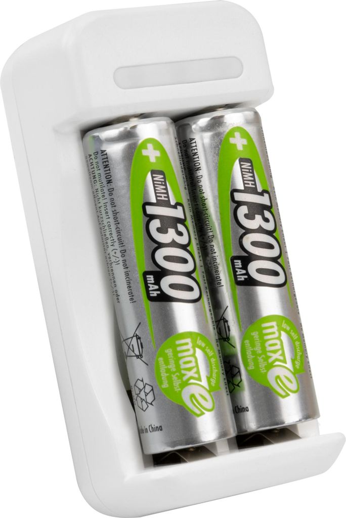 ANSMANN Ladegerät Akku, für 1-2 NiMH AAA,AA, inkl. 2x AA 1300 mAh Akku