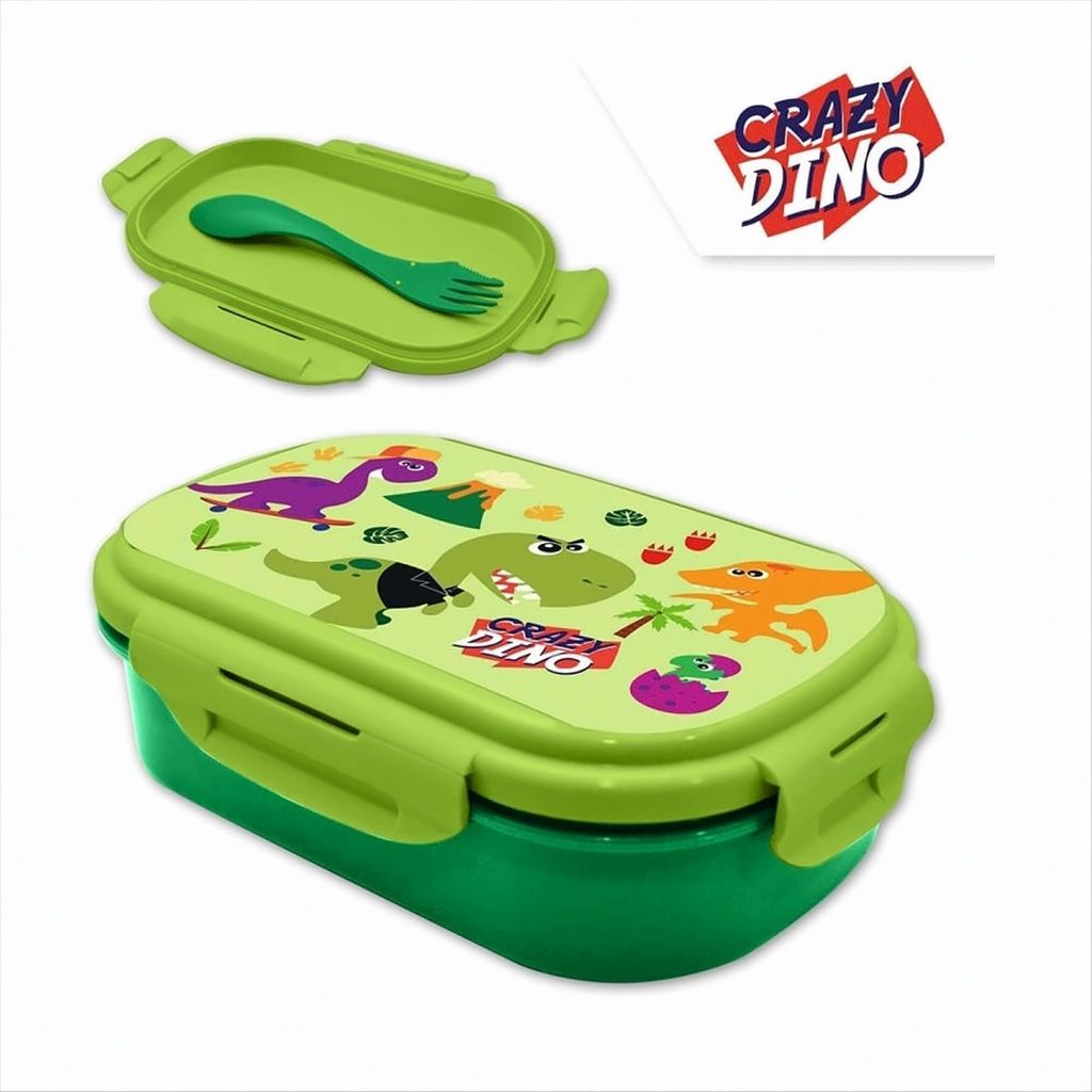 Crazy Dino Lunchbox met bestek