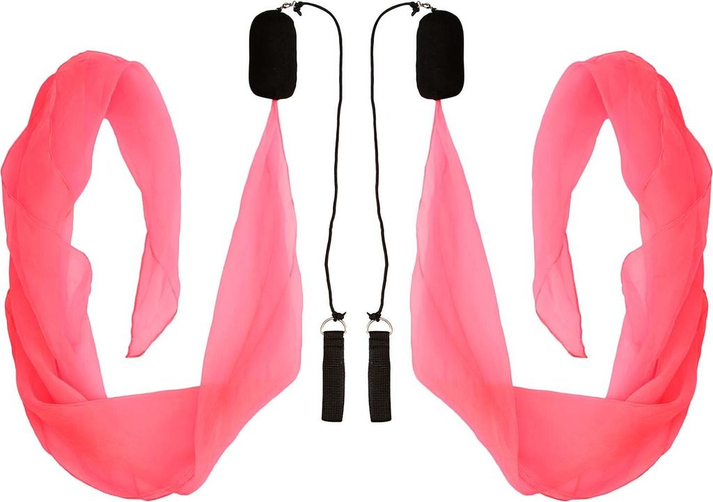 Diabolo Freizeitsport Soft-Poi 40x40cm (uv pink) - Spiral Poi für Kinder mit kleinerem UV reaktivem Schaltuch