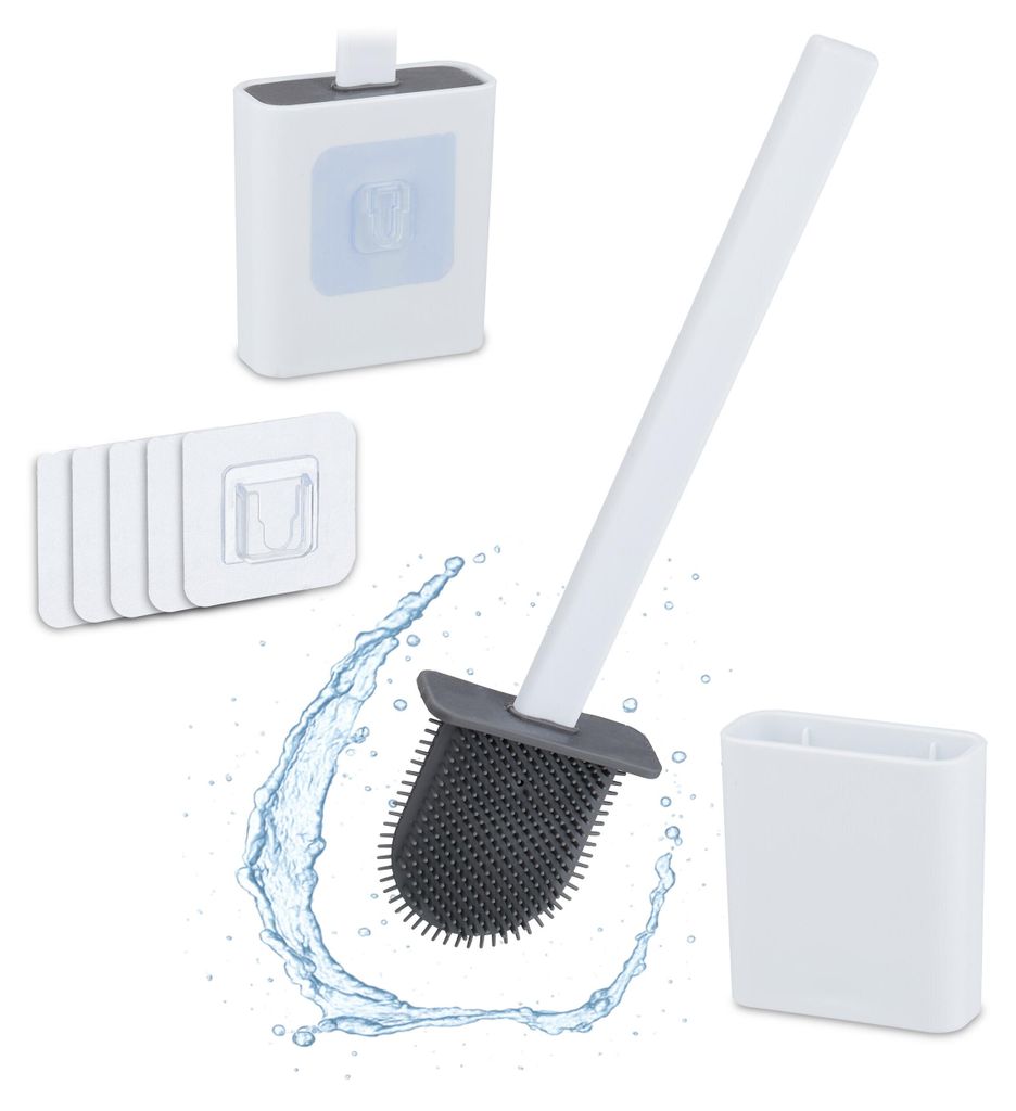 Relaxdays Toiletborstel, wandmontage, voor bevestiging met Productafbeelding 