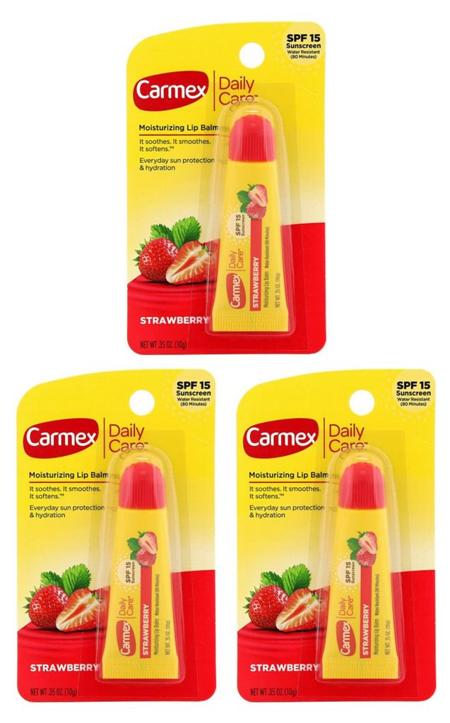 CARMEX Lippenbalsem - 3 stuks - Aardbeismaak - Zonnefactor Productafbeelding 