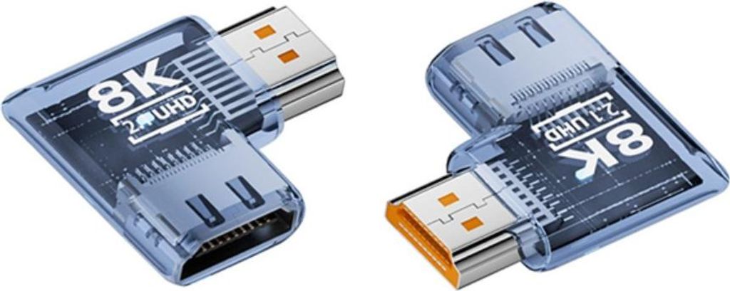 INF 8K HDMI 2.1 Adapter 90 Degree Left Angled ABS Connector für PC Monitor TV 3 Stück Blau