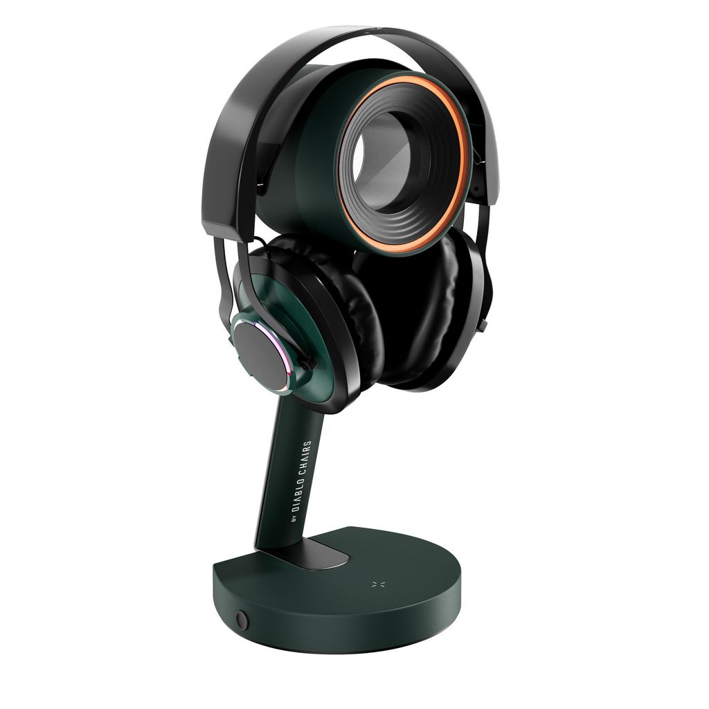 DIABLO Gaming Headset-Ständer World of Tanks mit RGB-Beleuchtung, kabellosem Laden, USB & USB-C Hub