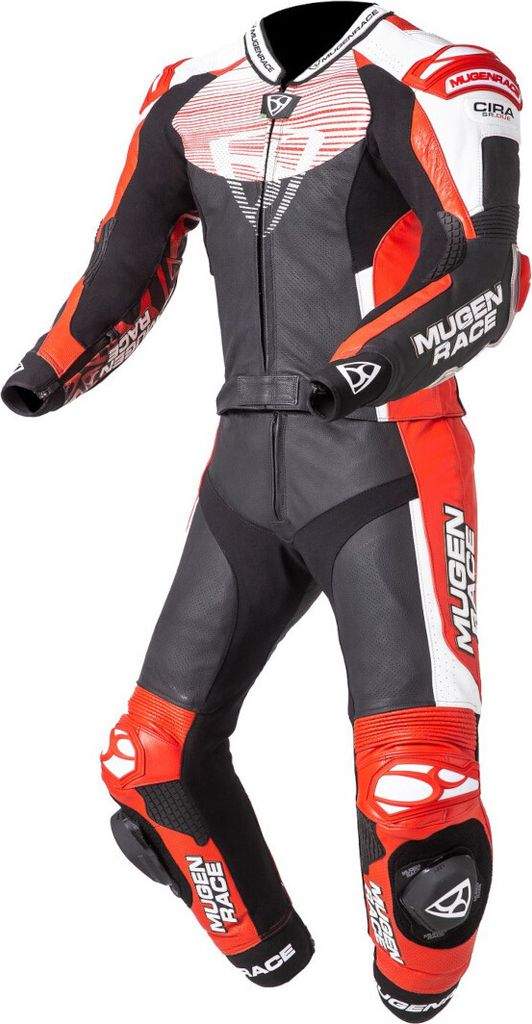 MUGENRACE Scorpion perforierte 2-Teiler Motorrad Lederkombi, schwarz/weiß/rot, 52