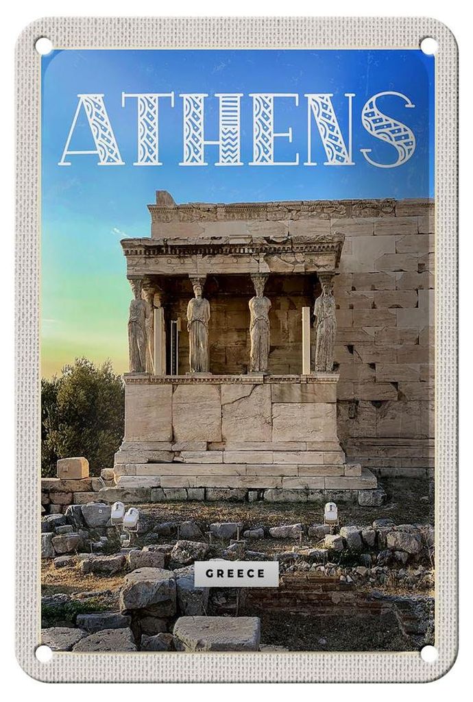 Blechschild Reise 12x18cm Athens Greece Akropolis Geschenk Dekoration