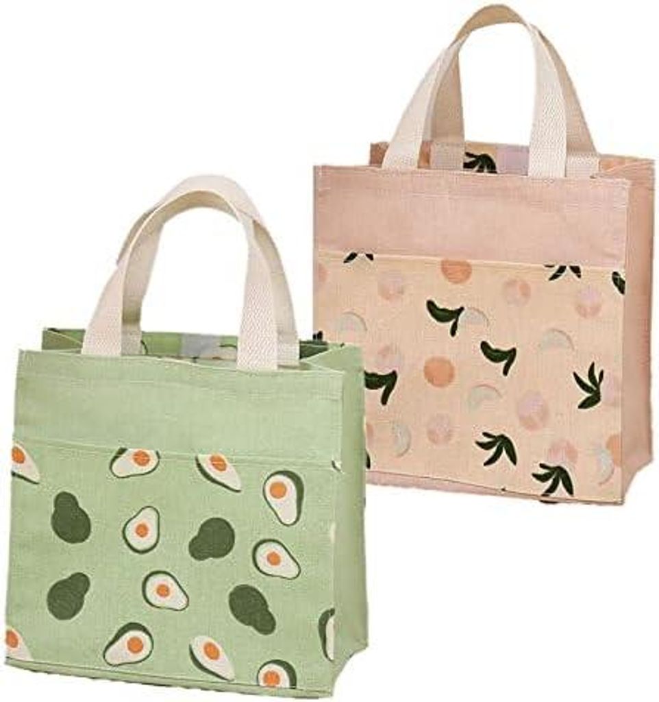 Stofftaschen mit Griffen, Mini Stofftaschen Waschbare, Stofftaschen Wiederverwendbare, für Schule, Büro, Reise, Urlaub, Camping