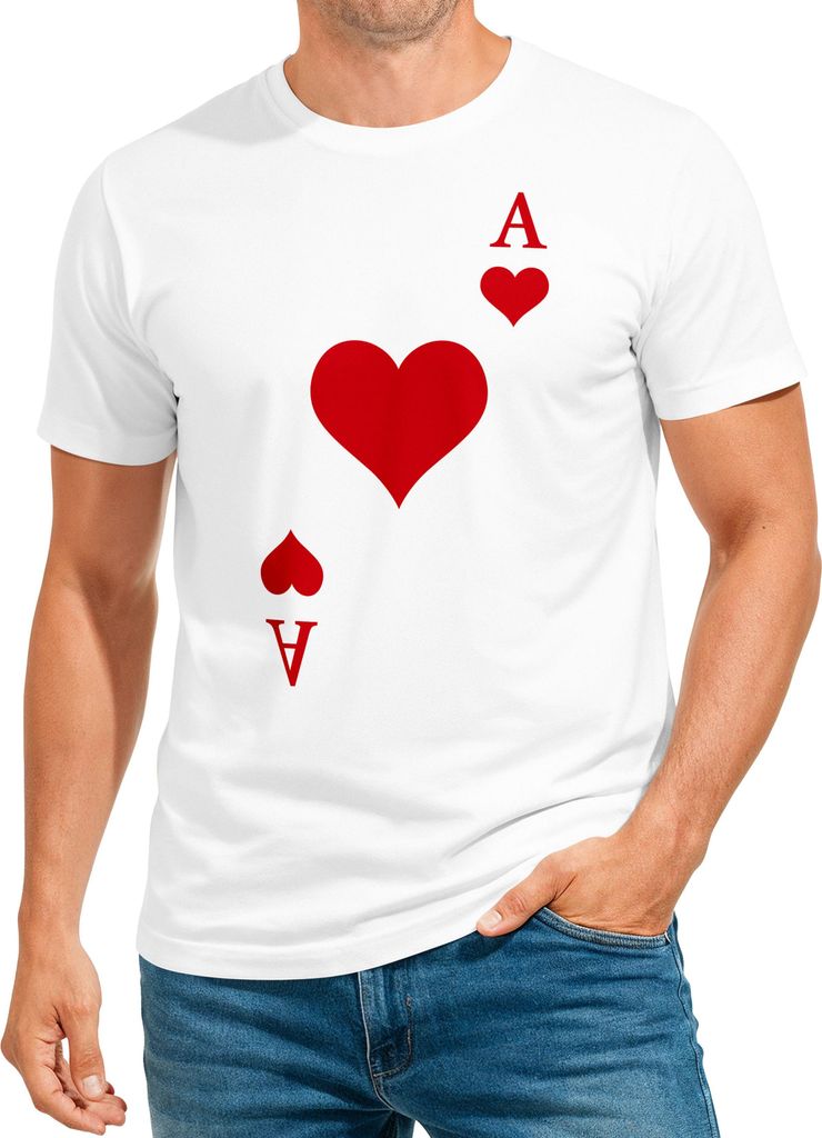Herren T-Shirt Kartenspiel Kostüm Spielkarten Gruppenkostüm Partnerkostüm Fasching Karneval Faschingsshirt Moonworks