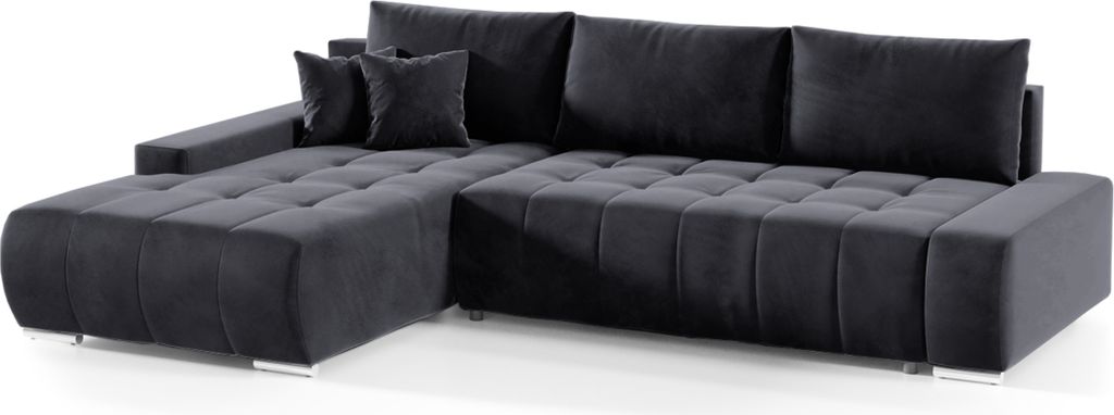 FEDVE Ecksofa Eckcouch DHAKA L Form Sofa mit Schlaffunktion Bettkästen Couch Sofagarnitur Links