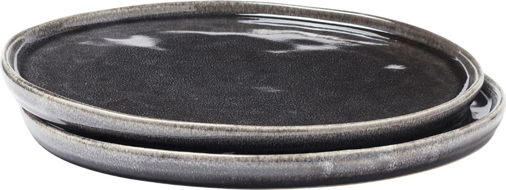 Vinga - Rund - Teller "Nomimono" 2er-Pack - Steingut XD413 (Einheitsgröße) (Schwarz)