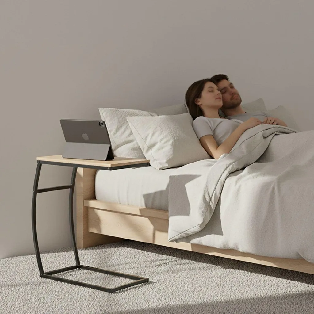 Support ordinateur pour canapé, table d'appoint pratique en forme C - 2