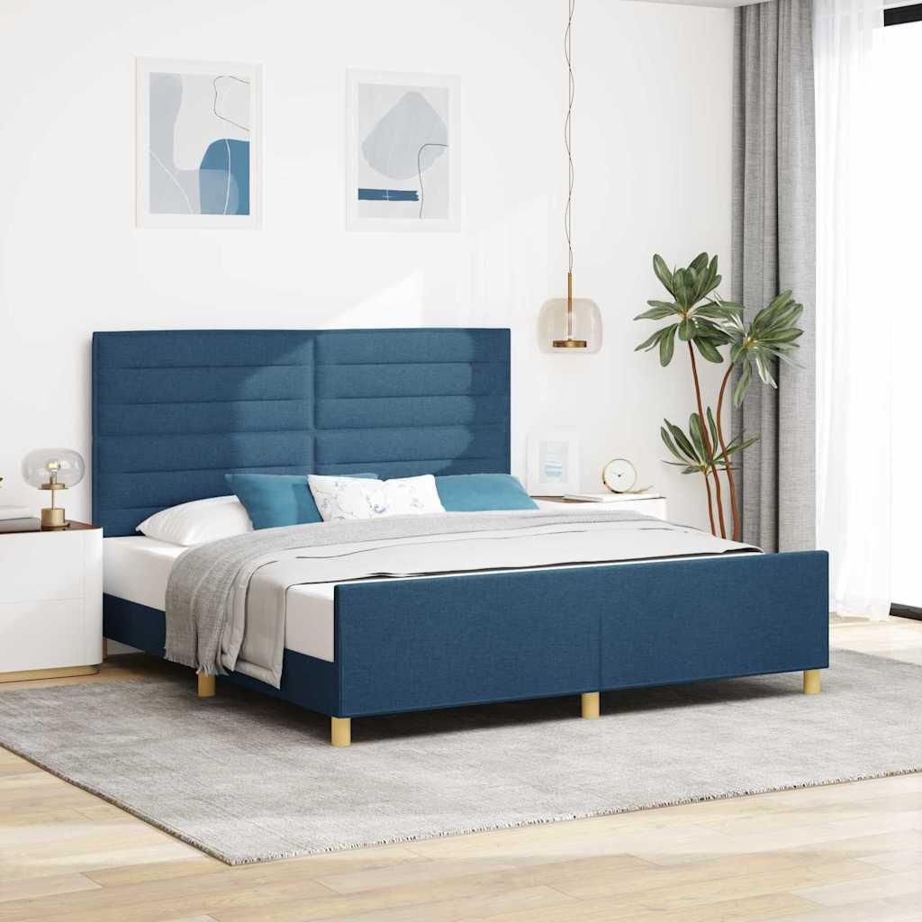 Maison Exclusive - Bettgestell mit Kopfteil Blau 180 x 200 cm Stoff
