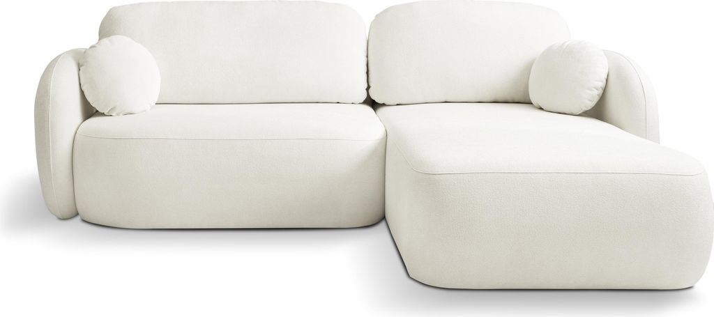 Masseno Ecksofa AMICO R-S mit Schlaffunktion L-Form, Sofa mit Bettkasten, Wohnzimmersofa, Couch, Soffa, Bettsofa, Couchgarnitur- Creme, SICURO 60