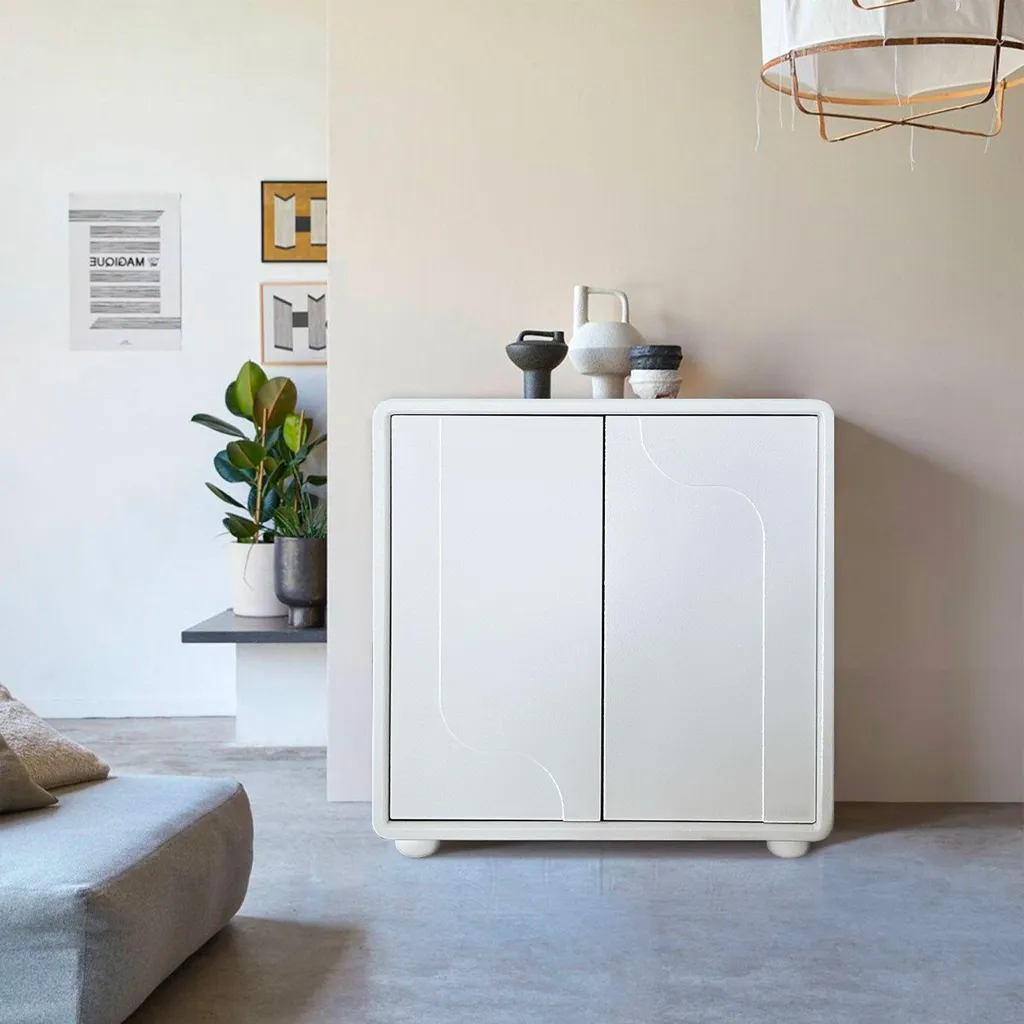 Buffet Valone L80cm Blanc : Rangez Tout avec ce Meuble Design Gain de Place