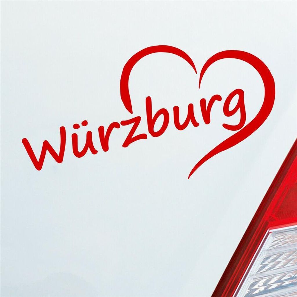 Auto Aufkleber Würzburg Herz Stadt City Liebe Love Heart 15x8 cm Rot Sticker Heckscheibenaufkleber