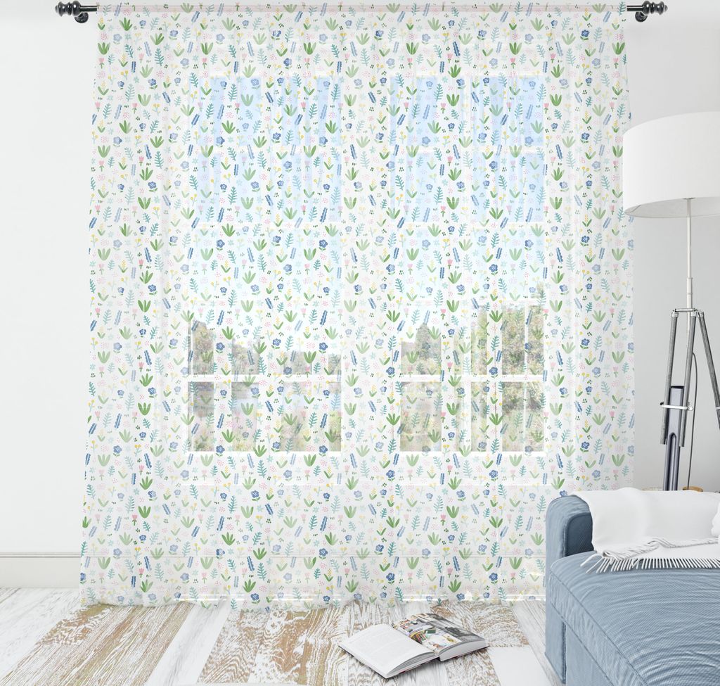 ABAKUHAUS Botanischer Wandteppich, Pastell Blüten-Niederlassungen Niedliche kleine Tulpe Blütenblätter mit Blättern und Kräutern, Wohnzimmer ...