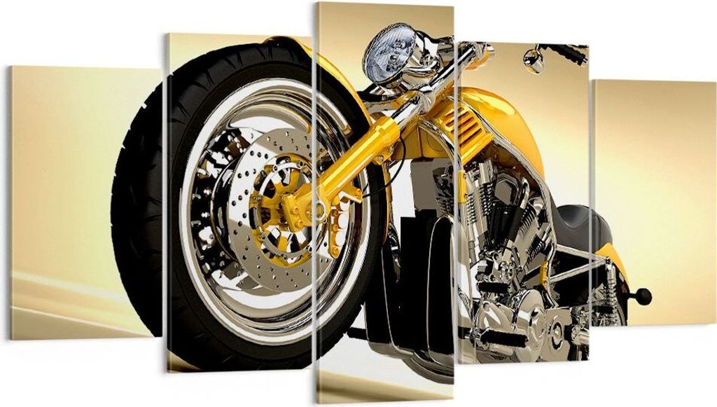 Bild auf Leinwand - Leinwandbild - Motorrad Chrom Rad - 160x85cm - Wand Bild - Wanddeko - Leinwanddruck - Bilder - Kunstdruck - Wanddekoration - Le...