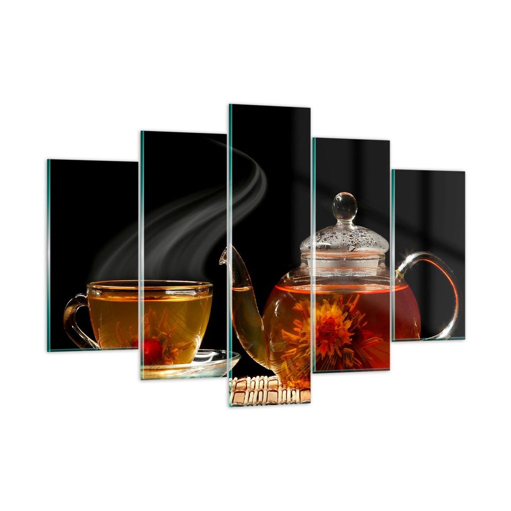 Bilder auf glas - Asien tee geschmack topf - 150x100cm - Glasbilder - Wandbilder - Kunstdruck - zum Aufhängen bereit - Wanddekoration aus Glas - G...