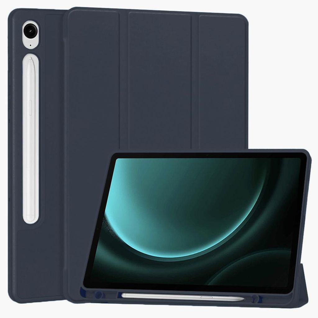 Techsuit Flex Trifold Tablet-Hülle mit Pencil-Halter für Samsung Galaxy Tab S9 FE - Dunkelblau
