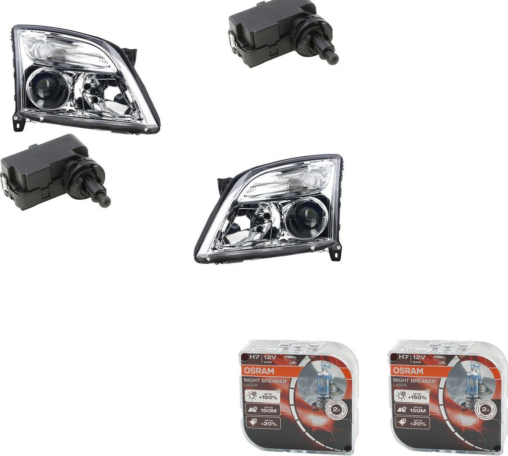 Johns, Scheinwerfer + Osram Night Breaker Laser passend für Opel Vectra klargl. li.RE 1216121 93171428 1216120 93171429 1207203 1207936 1207204 5P...